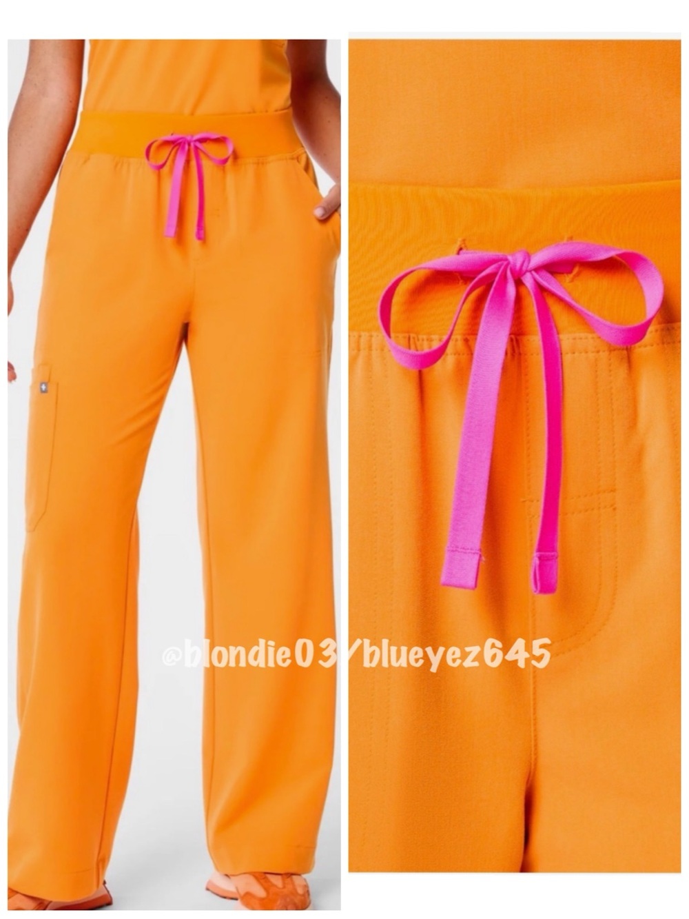 Figs “Isabel” high rise wide leg scrub pants in Creamsicle XXS #PO9996 NWT